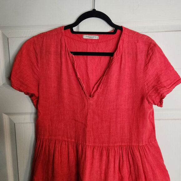 Francesca Bettini Linen Made in Italy Midi Tiered Dress Lightweight Boho Small - Picture 2 of 12